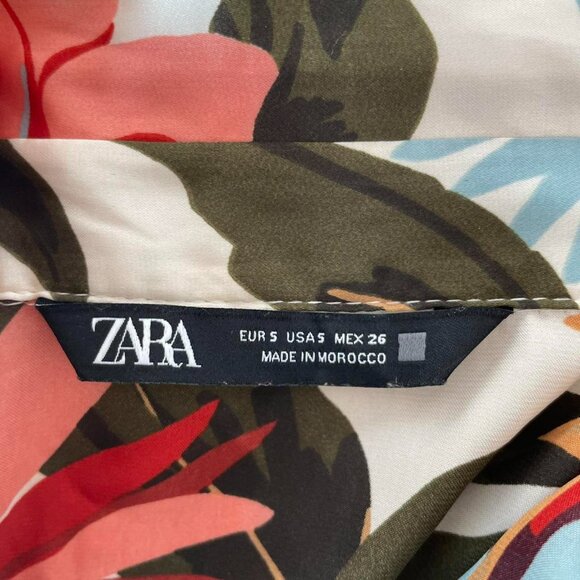 Zara Bold Floral Button Up Blouse  | Multicolor | Womens Size Small - Picture 4 of 4
